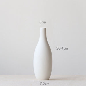 Japanese Style White Ceramic Flower Vase - Belly Pots