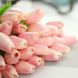 Whole Pink Tulips Artificial Flowers for Home & Wedding decoration - Belly Pots