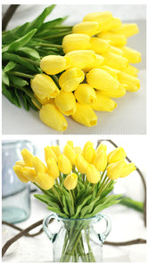Yellow Tulips Artificial Flowers for Home & Wedding decoration - Belly Pots