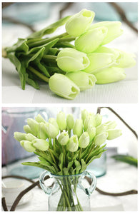 Green Tulips Artificial Flowers for Home & Wedding decoration - Belly Pots