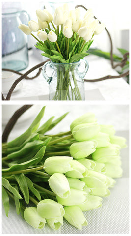Green Tulips Artificial Flowers for Home & Wedding decoration - Belly Pots