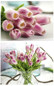 Lavendar Tulips Artificial Flowers for Home & Wedding decoration - Belly Pots