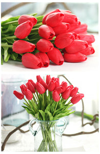 Red Tulips Artificial Flowers for Home & Wedding decoration - Belly Pots