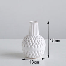 Modern Minimalist White Striated Ceramic Vase - Belly Pots