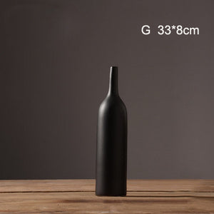 Modern White /Black Ceramic Vase - Belly Pots