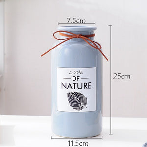 Love of Nature Pink Blue Ceramic Vase with Rope Leaf Design - 1pc - Belly Pots