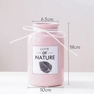 Love of Nature Pink Blue Ceramic Vase with Rope Leaf Design - 1pc - Belly Pots