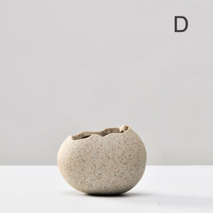 Mini Imitation Eggshell Coarse Ceramic Vase - Belly Pots