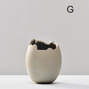 Mini Imitation Eggshell Coarse Ceramic Vase - Belly Pots