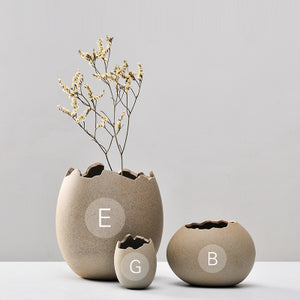 Mini Imitation Eggshell Coarse Ceramic Vase - Belly Pots