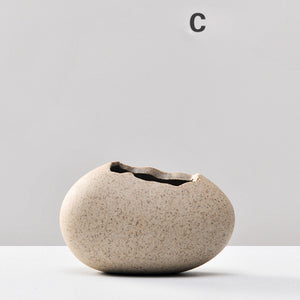 Mini Imitation Eggshell Coarse Ceramic Vase - Belly Pots