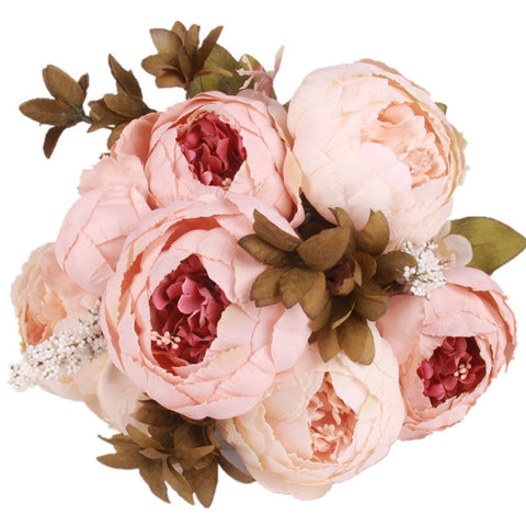 Artificial Peony Silk Flowers Bouquet - Belly Pots