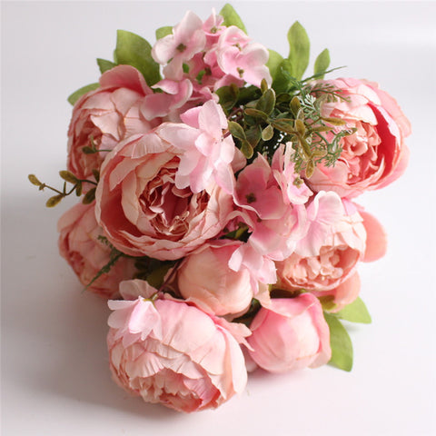 Artificial Peony Silk Flowers Bouquet - Belly Pots