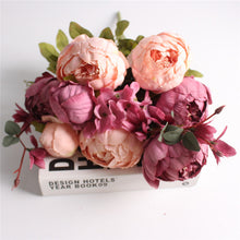 Artificial Peony Silk Flowers Bouquet - Belly Pots