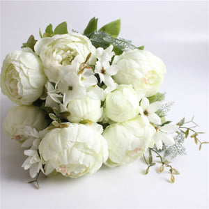 Artificial Peony Silk Flowers Bouquet - Belly Pots