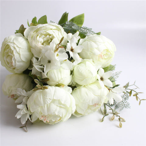 Artificial Peony Silk Flowers Bouquet - Belly Pots