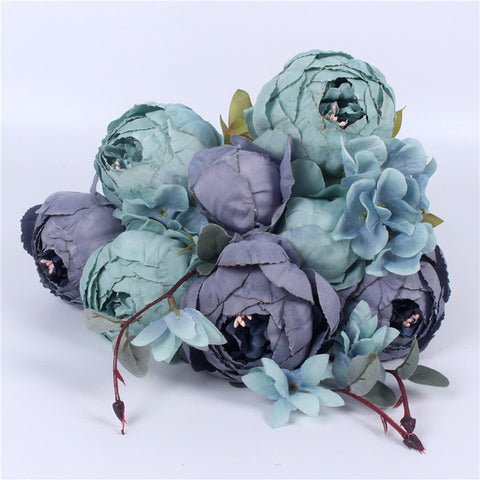 Artificial Peony Silk Flowers Bouquet - Belly Pots