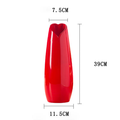 Red Heart Ceramic Vase - Belly Pots
