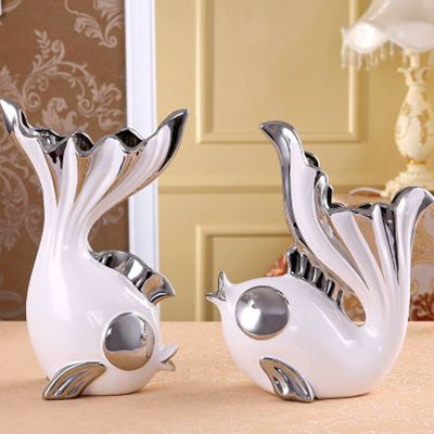 European Ceramic Fish Couples Vase - 2pcs - Belly Pots