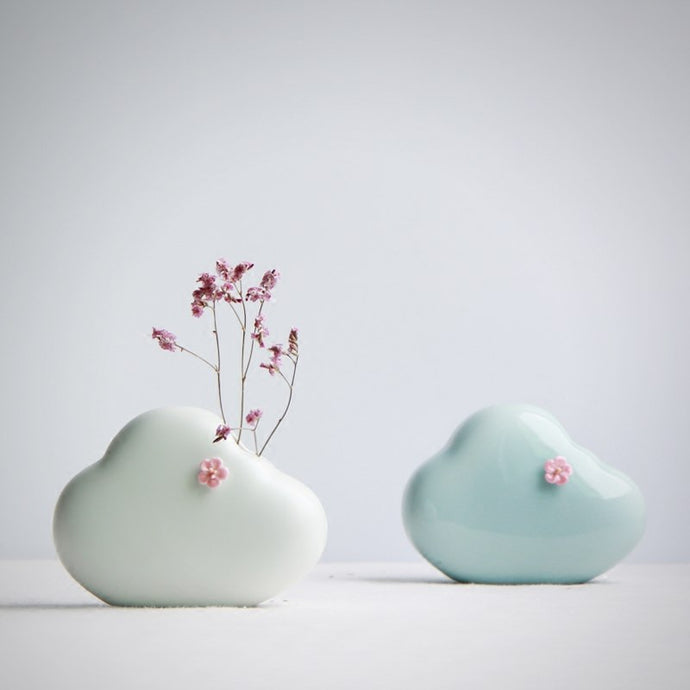 Creative White Clouds Ceramic Vase - Belly Pots